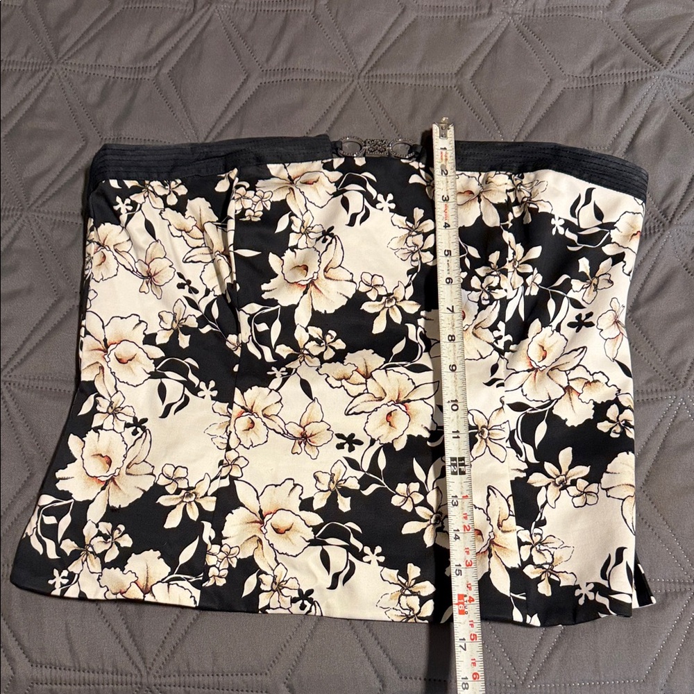 Floral Black and Cream Women's strapless top